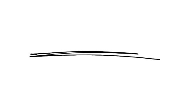 Hand-drawn underline highlighter animation, sketching elements on a transparent background, alpha channel.