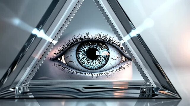 All Seeing Eye Monochrome Design on White Gradient Background