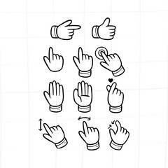hand cursor pointer icon gesture  doodle hand drawn collection