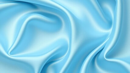 Fototapeta premium Close-up shot of light blue satin fabric with delicate creases and subtle sheen, silky surface, soft focus view