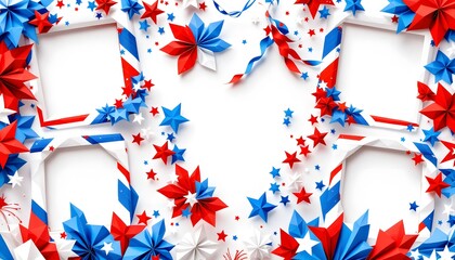 Obraz premium Patriotic Fourth of July Festive Background with Blank Frames