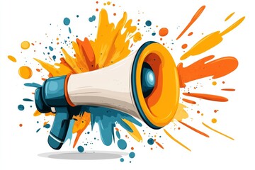 A stylized megaphone emitting bold lines to signify yelling, created with a minimalistic color palette and clean shapes