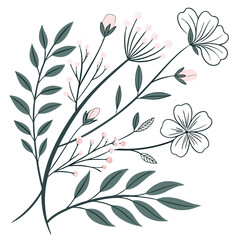 Elegant Calligraphic Botanical Design Elements – Wedding Invitation and Save the Date Card