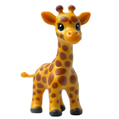 Fototapeta premium Plastic animal toy giraffe isolated on white background