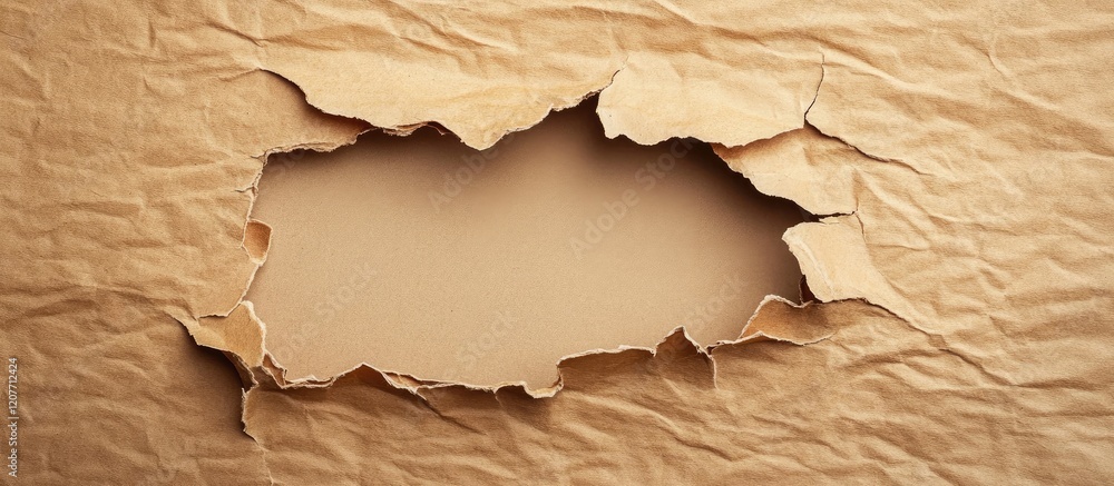 Poster torn brown paper background with empty space for copy on a beige texture surface ideal for promotion