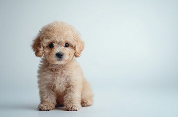 Fototapeta premium Cute puppy poodle potrait on white background