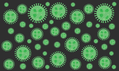 Background of Virus. Bacteria Biology Organisms Seamless Pattern. Virus Infection Ebola Epidemic Sick. Corona, HMPV, Covid and Human metapneumovirus. Flat Vector Illustration