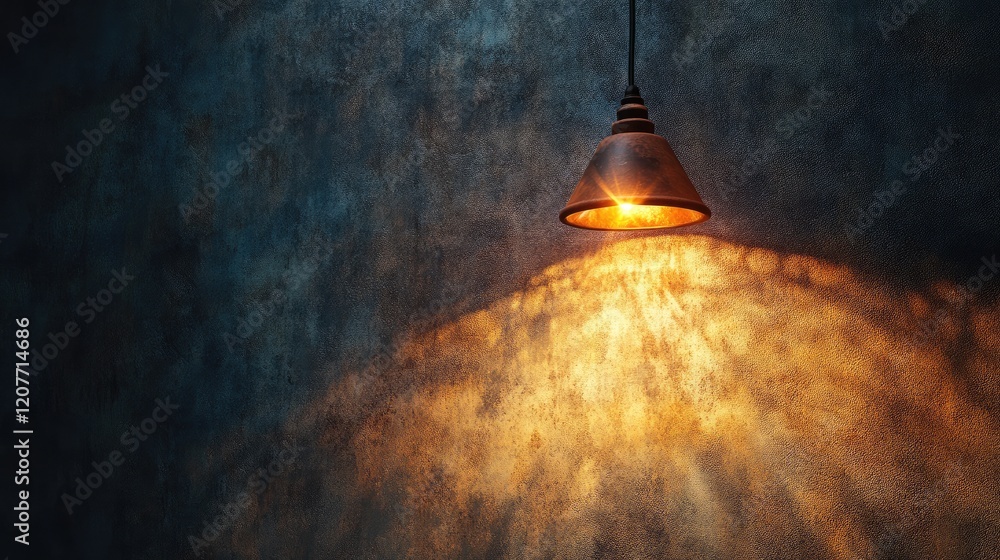 Poster elegant indoor halogen lamp illuminating textured wall with warm ambiance and intricate shadow patte