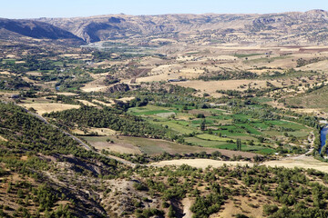 Landscape from the mountains in southeastern Turkey at sunset