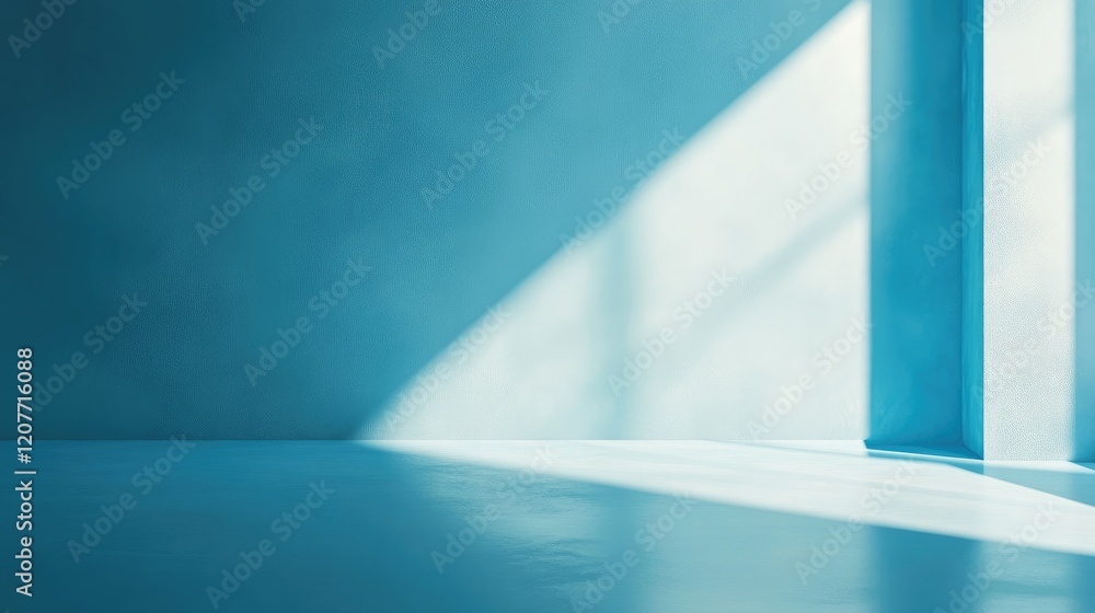 Poster serene light blue wall background with gentle shadows creating an elegant and calming atmosphere for