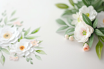 Elegant floral arrangement with white and pastel flowers on soft background