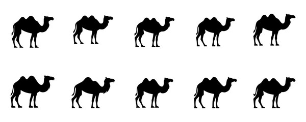 Camel silhouette set isolated on a white background.