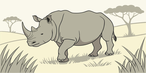 Fototapeta premium rhino in the grass