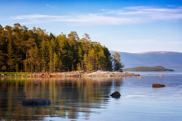 White Sea at low tide on summer. Russia