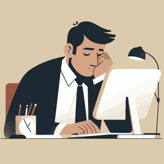 illustration of business person tired of working