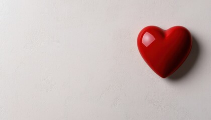 Fototapeta premium A vibrant red heart shape symbolizing love and affection on a neutral background.