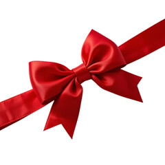 Red bow on a transparent or white background.