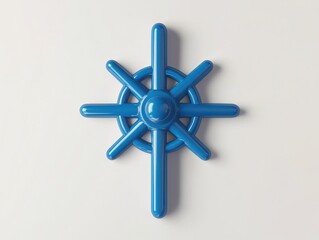 Obraz premium A vibrant blue steering wheel design, perfect for nautical themes or maritime projects. Ideal for creative use in designs.