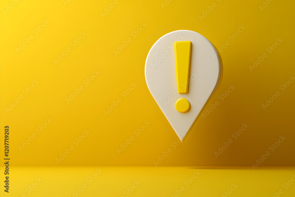Poster modern warning symbol with bold yellow exclamation mark in 3d white chat bubble for urgent message a