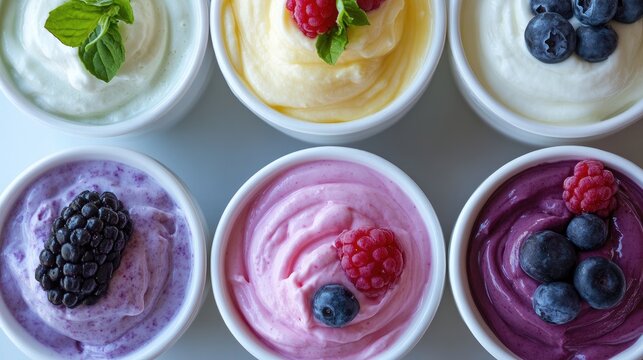 Creative Yogurt Varieties Showcasing Colorful Toppings and Digital Innovation in a Modern Learning Environment