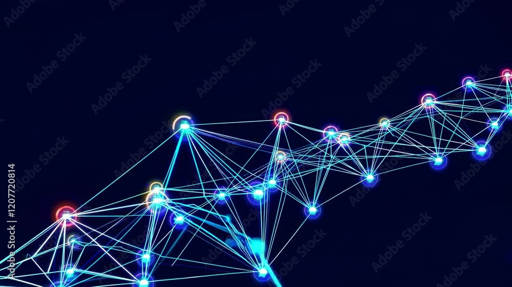 Aufkleber Discovering the complexity of network connections in a digital landscape at night