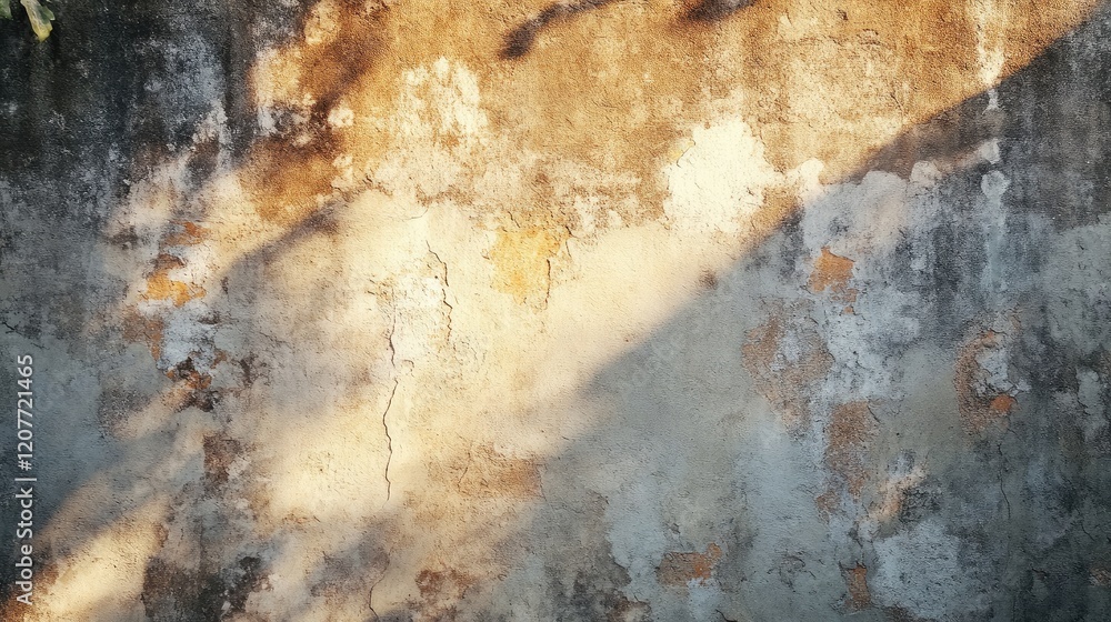Poster urban wall texture with weathered surface and natural light creating shadows on a rustic background 