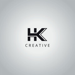 Obraz premium HK KH Modern Creative Minimal Business Letter Logo Design Vector Icon Symbol.