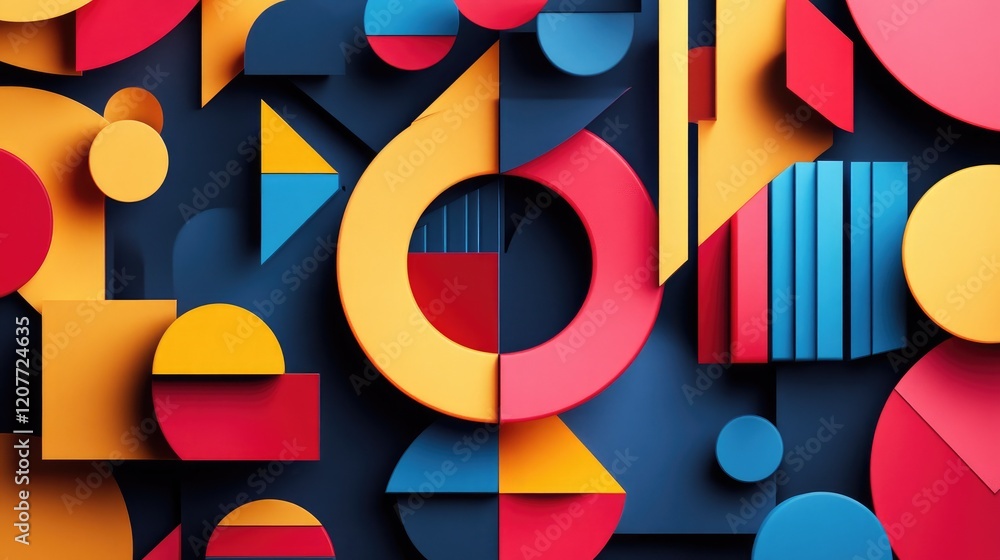 Aufkleber vibrant geometric shapes and forms in modern abstract design pattern