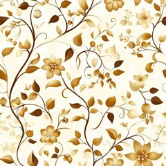 Seamless Pattern - Elegant floral pattern in gold and cream.