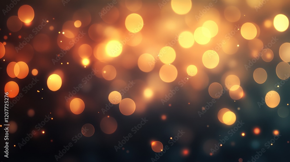 Poster warm golden bokeh lights with a soft blurred background creating an enchanting and dreamy atmosphere