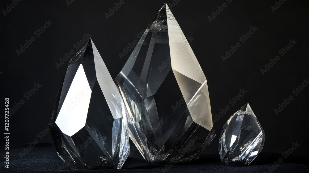 Poster elegant arrangement of large diamond-shaped crystals in varying sizes with sharp facets reflecting l