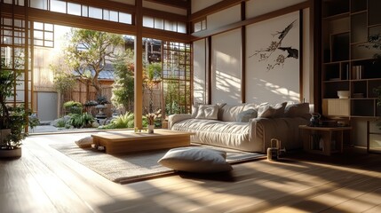 Bright and Airy Living Room Featuring Cozy Couch and Large Window Inviting Natural Light Creating a Welcoming Atmosphere