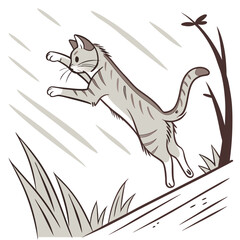  Gato Ágil Saltando en Movimiento