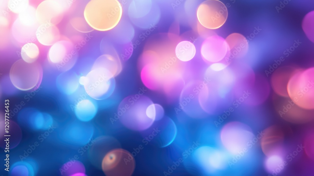 Poster colorful bokeh lights in a dreamy abstract background for festive or artistic themes, creating a vib