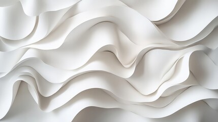 Fototapeta premium Elegant Crumpled Wavy White Paper Texture Suitable for Backgrounds and Artistic Designs Softly Undulating Creamy Tones and Light Shadows