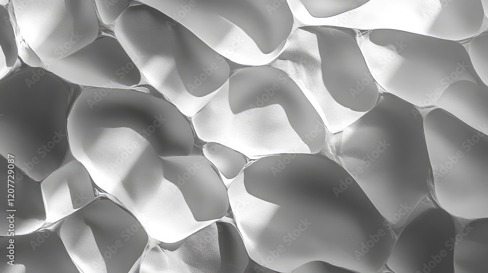 Poster crumpled white paper texture showcasing intricate light and shadow patterns for creative and artisti