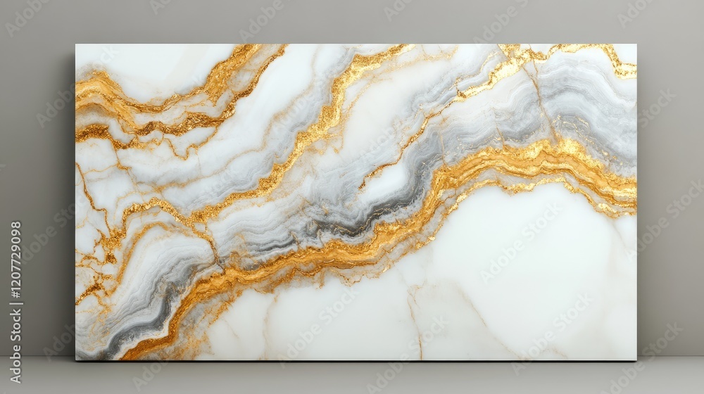 Poster elegant white marble with golden veins and striking patterns for upscale interior design and archite