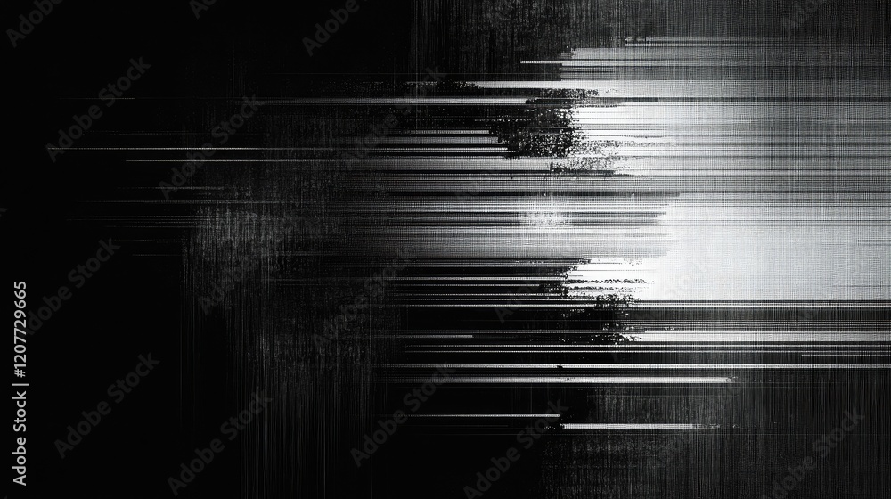 Poster abstract monochrome background with textured stripes and glitch effect for modern design projects an