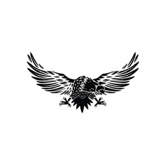 Powerful black and white eagle graphic design.