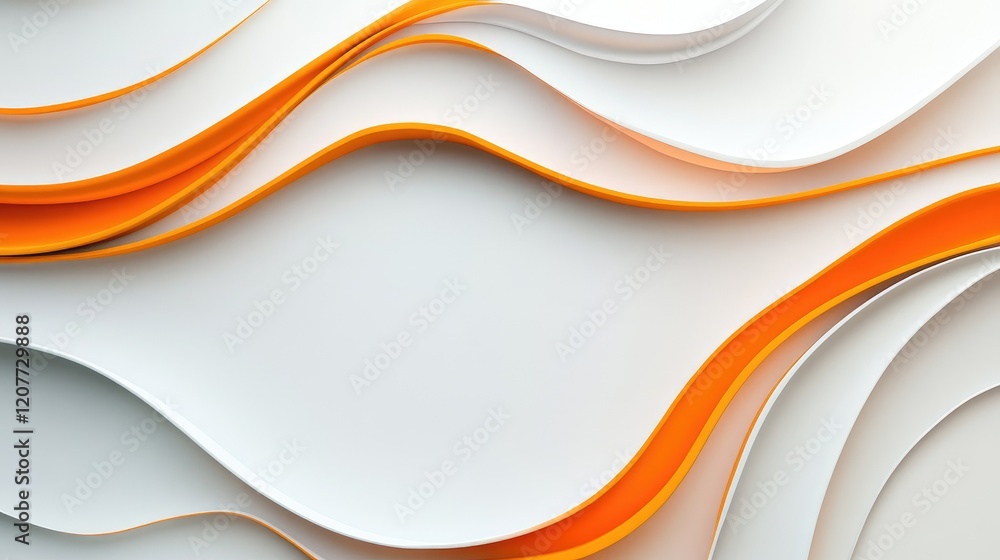 Poster abstract wave design with orange accents on a white background showcasing minimalist artistic compos