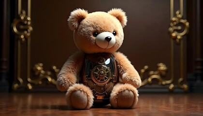Obraz premium Steampunk Teddy Bear: A Fusion of Classic Charm and Mechanical Ingenuity