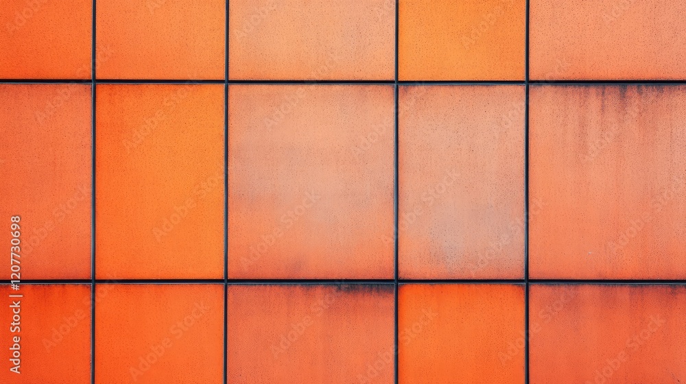 Poster textured orange wall with grid pattern suitable for minimalist architectural and design backgrounds