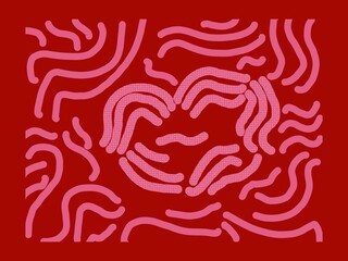 Pink line drawing and Lips  Valentine's Day