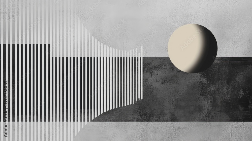 Poster minimalist abstract composition with white lines and geometric shapes on a gray background in black 