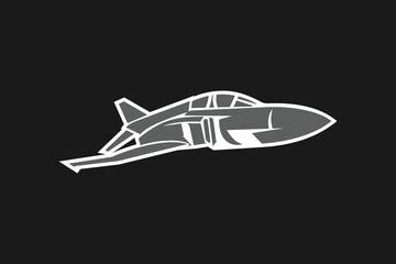 American cold war jet fighter plane vector illustration. simple aircraft logo, military equipment.