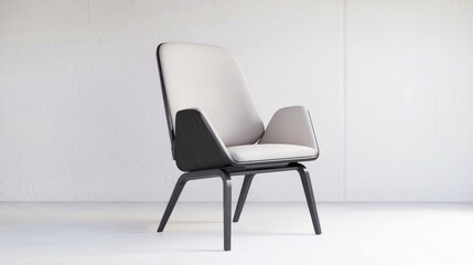 Modern Ergonomic Office Chair with Headrest on monochromatic background