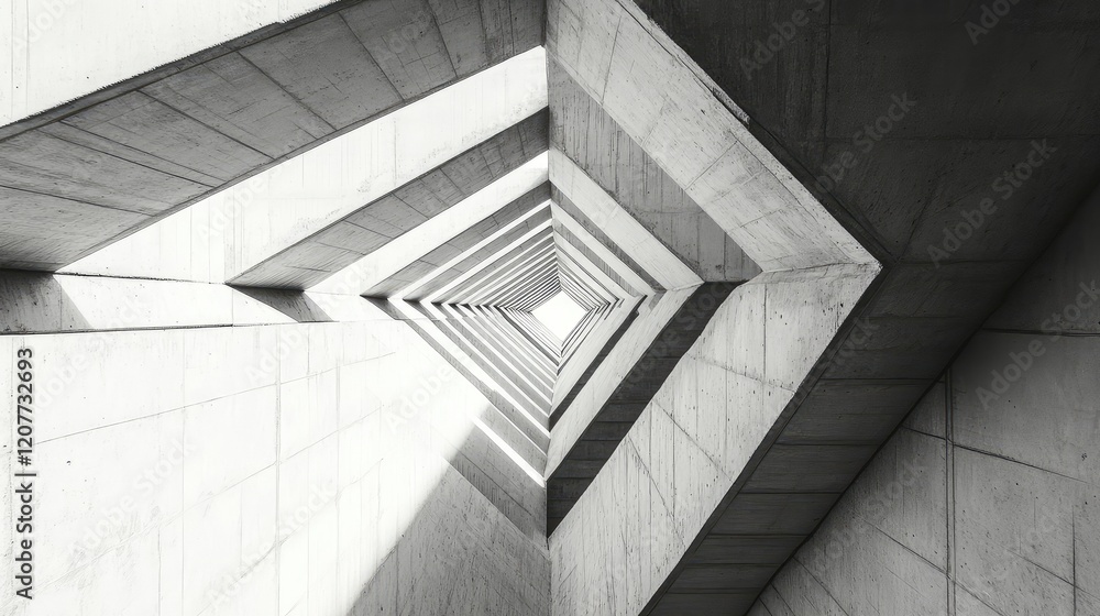 Aufkleber monochrome minimalist architectural design with geometric concrete lines creating depth and innovati