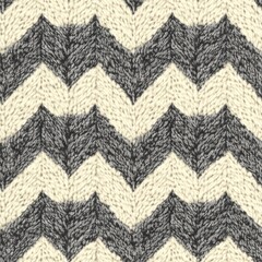 Fototapeta premium Seamless Pattern - Chevron Knit Texture: Cream and Gray Pattern