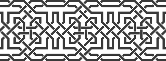 Arabic geometric ornament for background, islamic decorative frame and seamless borders.
