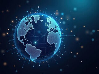 Fototapeta premium Global blockchain network representation with detailed high contrast visuals showcasing interconnected nodes and data points